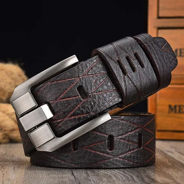Vintage Pin Buckle Leather Men's Belt - Image 8