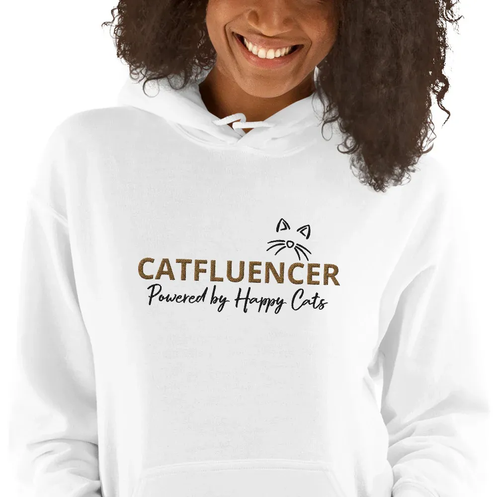 Catfluencer Hoodie met snorharen & geborduurd logo